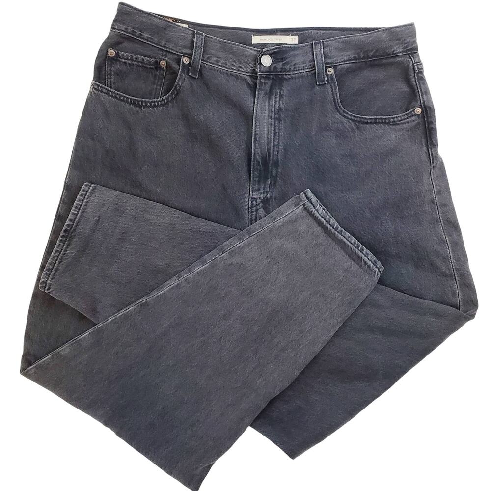 Levis Vintage 'BIG E' Jeans Men's W32 X L29 Black Denim High Loose Taper PREMIUM